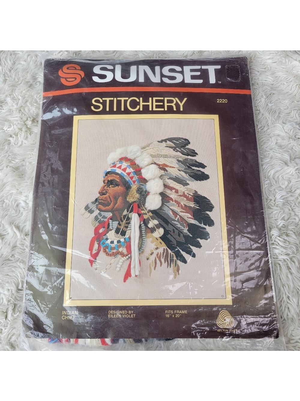 Sunset Stitchery Indian Chief Kit Vintage NEW
